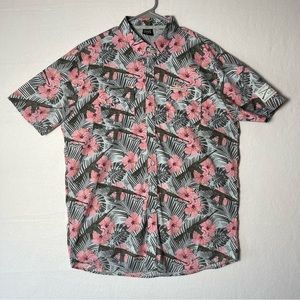 Grunt Style Men’s Button Up Size XL AR-15 Pattern Floral Pink Military Hawaiian.